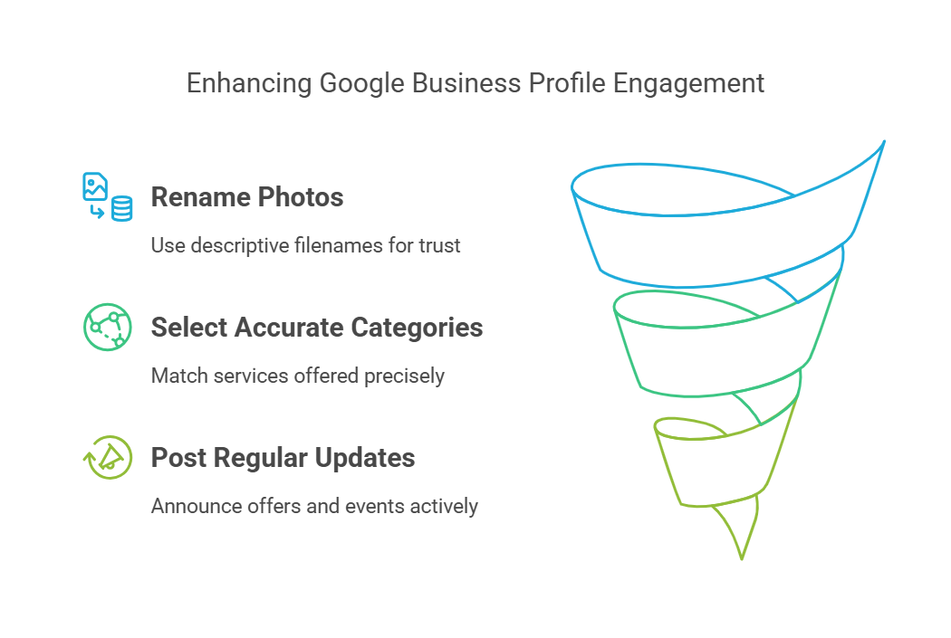 Steps to enhance Google Business Profile engagement strategies.