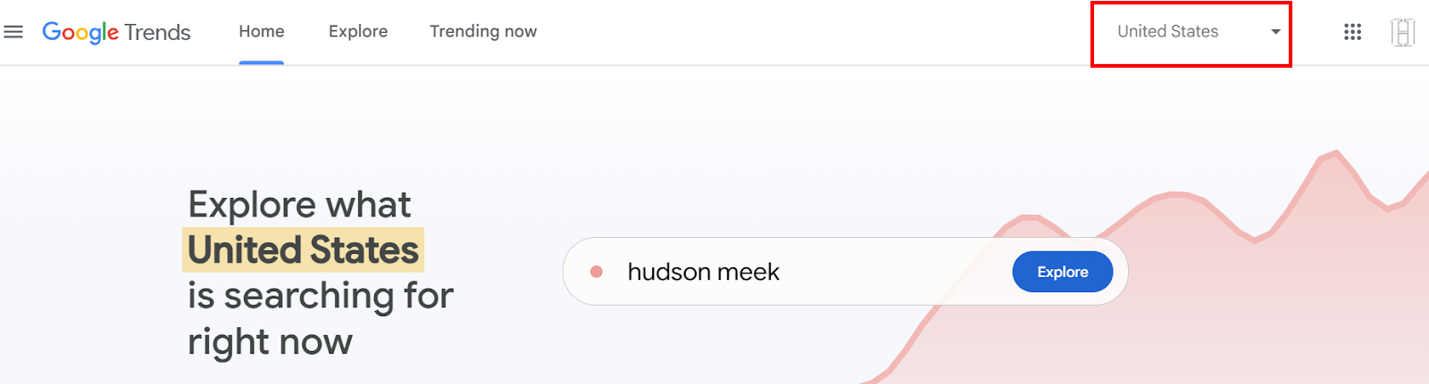 Google Trends interface showing searches in the United States