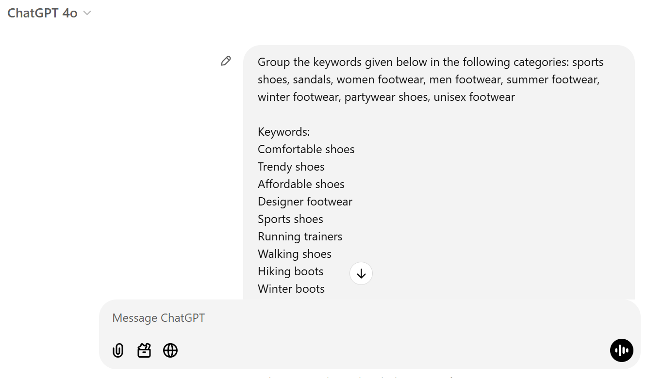 Grouped footwear keywords including styles for all seasons and occasions.