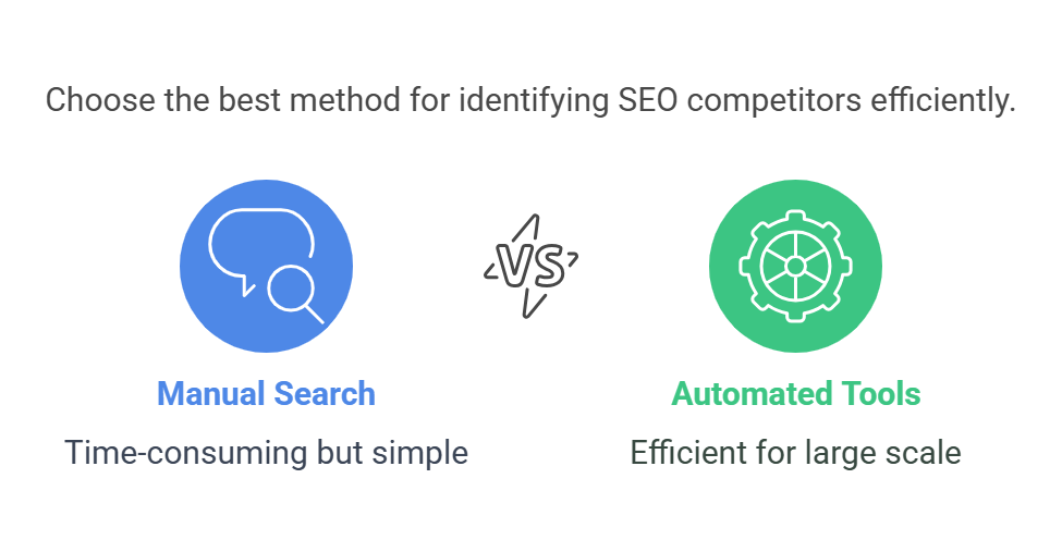 Comparison of manual search vs automated tools for identifying SEO competitors