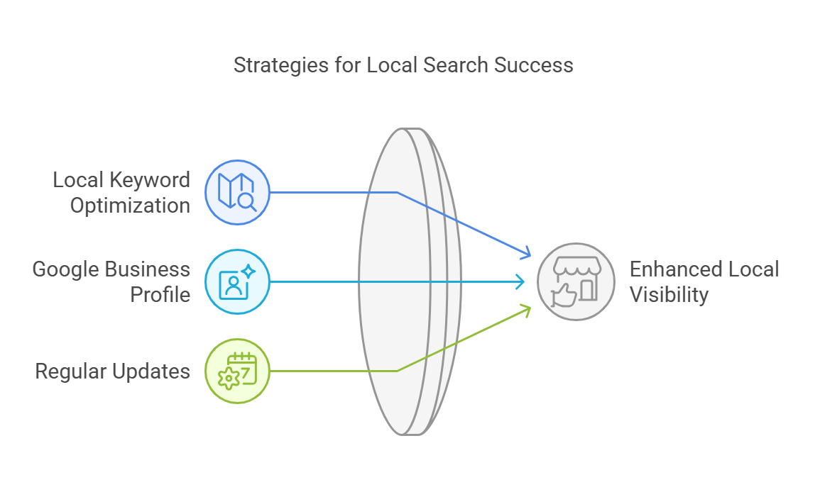 Diagram illustrating strategies for local search success