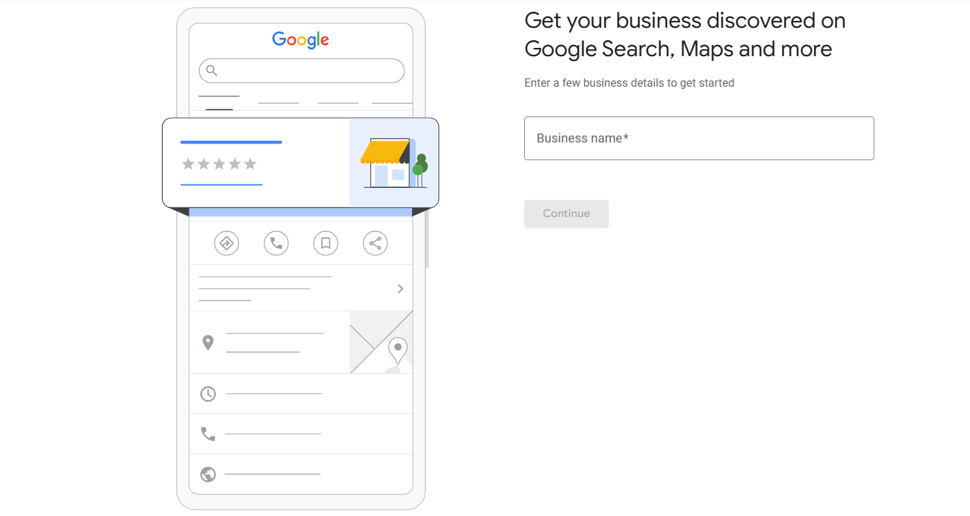 Google business listing setup on mobile for local discovery.